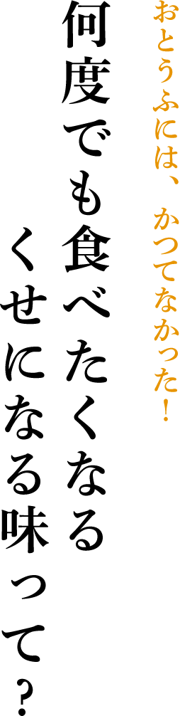 おとうふには、かつてなかった！何度でも食べたくなるくせになる味って？