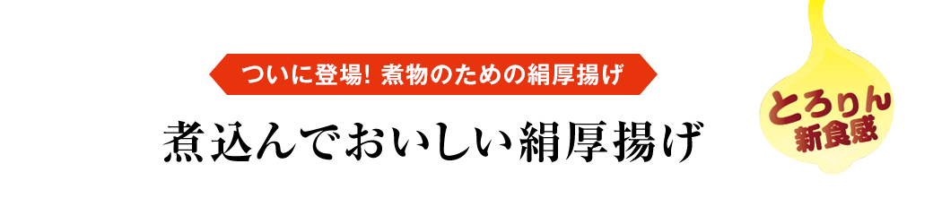 ついに登場！煮物のための絹厚揚げ　とろりん新食感　煮込んでおいしい絹厚揚げ